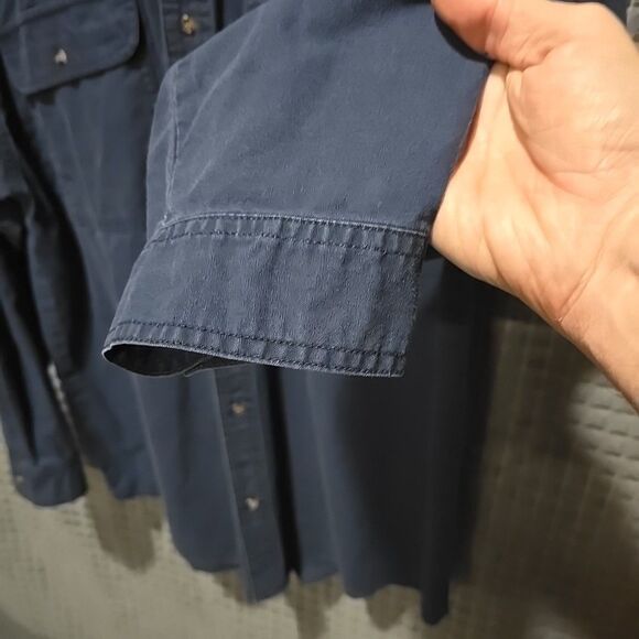 Cotton Canvas Work Shirt Mens XL Saugatuck Heavy Button Collared Long Sleeve VTG - Picture 7 of 11